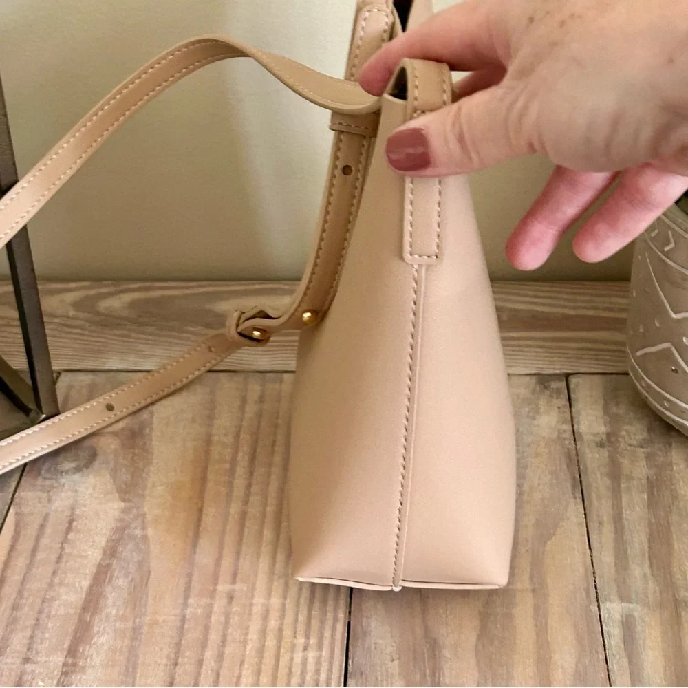 Samara Blush Pebble Leather Crossbody Bag